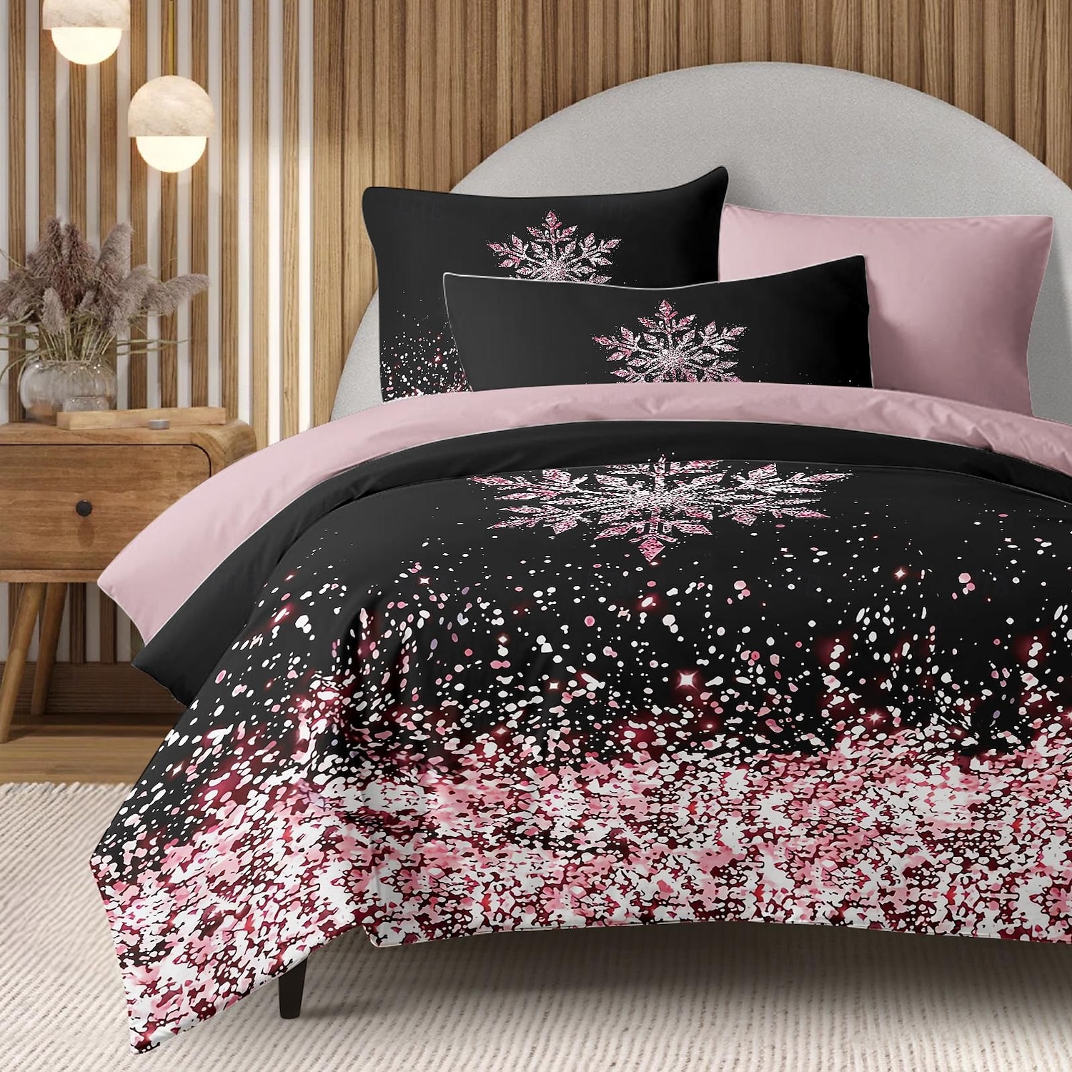 Duvet Cover Set with Glitter Snowflake Design, 100% Cotton, Soft and Breathable Bedding Set, Includes Duvet Cover and Pillowcases, Elegant and Stylish for Winter Décor, Durable and Machine Washable 2025 - $60.99 –P17
