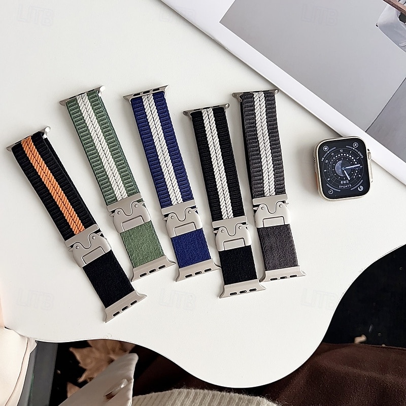 Bucle en Solo Loop Compatible con Apple Watch Correa 38mm 40mm 41mm 42mm 44mm 45mm 49mm Ajustable Tejido correa de repuesto para iwatch Ultra 2 Series 9 8 7 SE 6 5 4 3 2 1 2025 - $14.99 -P1