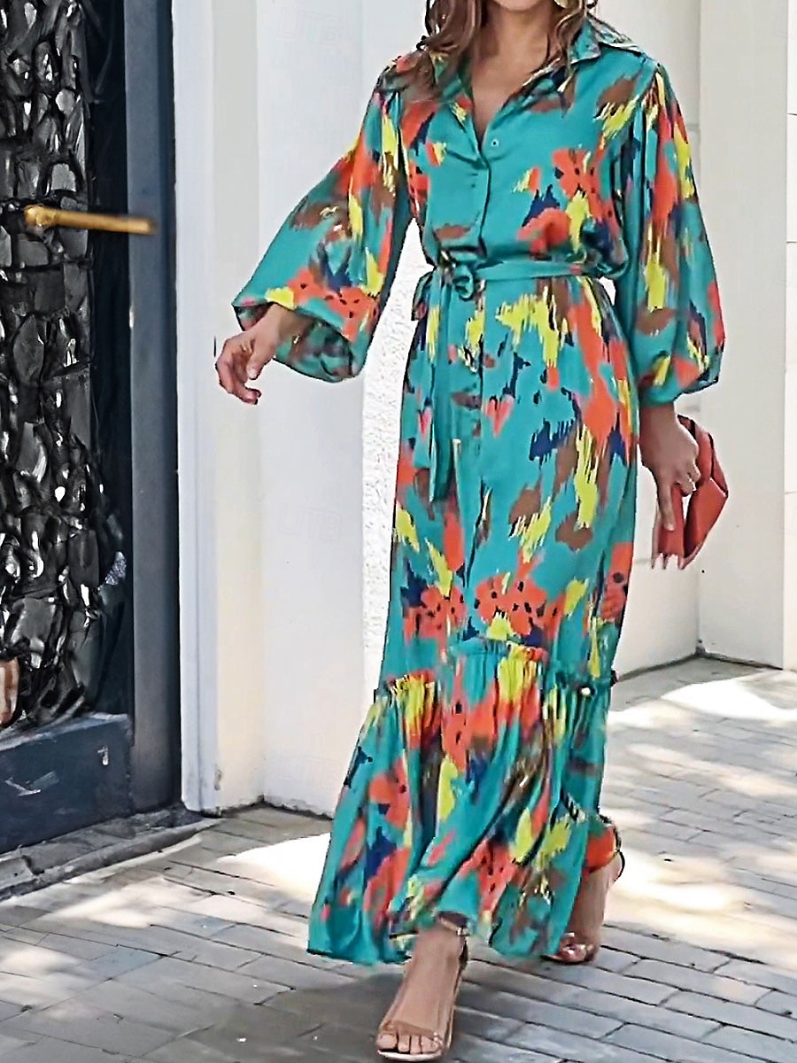 Per donna Vestito longuette Abito casual Elegante Moda Informale Da mare Feste Giornaliero Morbido Pop art Manica lunga Colletto blu acqua Autunno Inverno del 2025 a $51.99 –P5