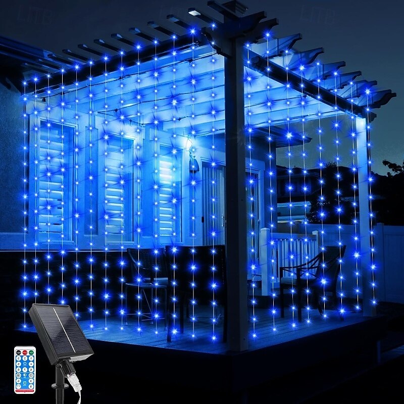 luci a stringa da 3 m alimentate ad energia solare 300 LED con telecomando a 13 tasti bianco caldo bianco freddo blu luci natalizie per interni festa matrimonio 1 pz del 2025 a $32.99 –P3