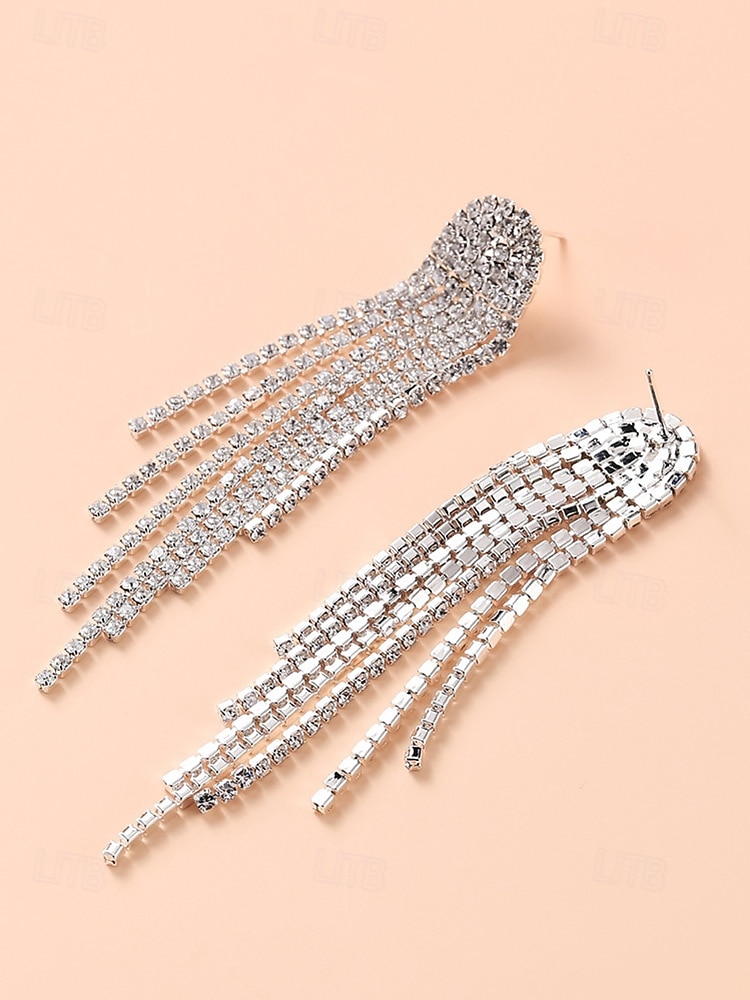 dames oorbellen met strass-kwast - sprankelende statement sieraden voor bruiloften, feesten en avondevenementen 2026 - $11.99 –P2