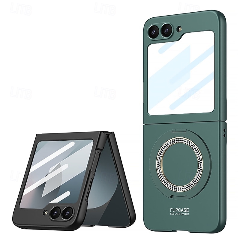 2025年 電話 ケース 用途 サムスンのギャラクシー Z Flip 3 バックカバー スタンド付き 耐衝撃 レトロ風 強化ガラス PC  コレクション – $27.99 –P1
