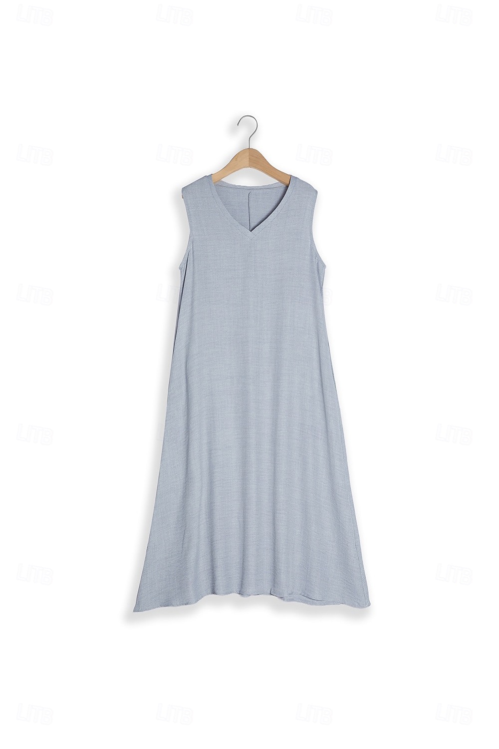 Dam Rodnande Rosa Blå Khaki grön Sommar Vår Maxiklänning Klänningar i bomullslinne Vardagsklänning Solklänning Grundläggande Modern Dagligen Helgen Lös passning Slät V-hals 2025 - $22.99 –P8