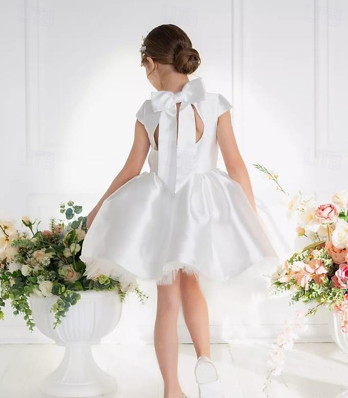 kinderkleidung Mädchen Blumenmädchen Kleid Kleid für die Erstkommunion Party Kleid Feste Farbe Ärmellos Leistung Hochzeit Party Gitter Prinzessin Süß Gitter Mitte der Wade Etuikleid Tüll-Kleid Sommer 2025 - $79.99 –P6