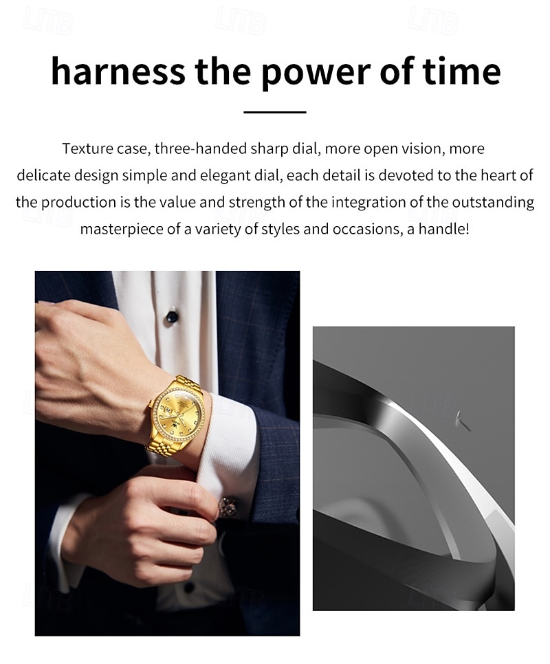 New Olevs Olevs Brand High-Grade Business With Diamond Men'S Watch Luminous Calendar Steel Belt Simple Leisure Fashion Quartz Watch Waterproof Sports Men'S Wristwatch 2025 - $36.99 –P14