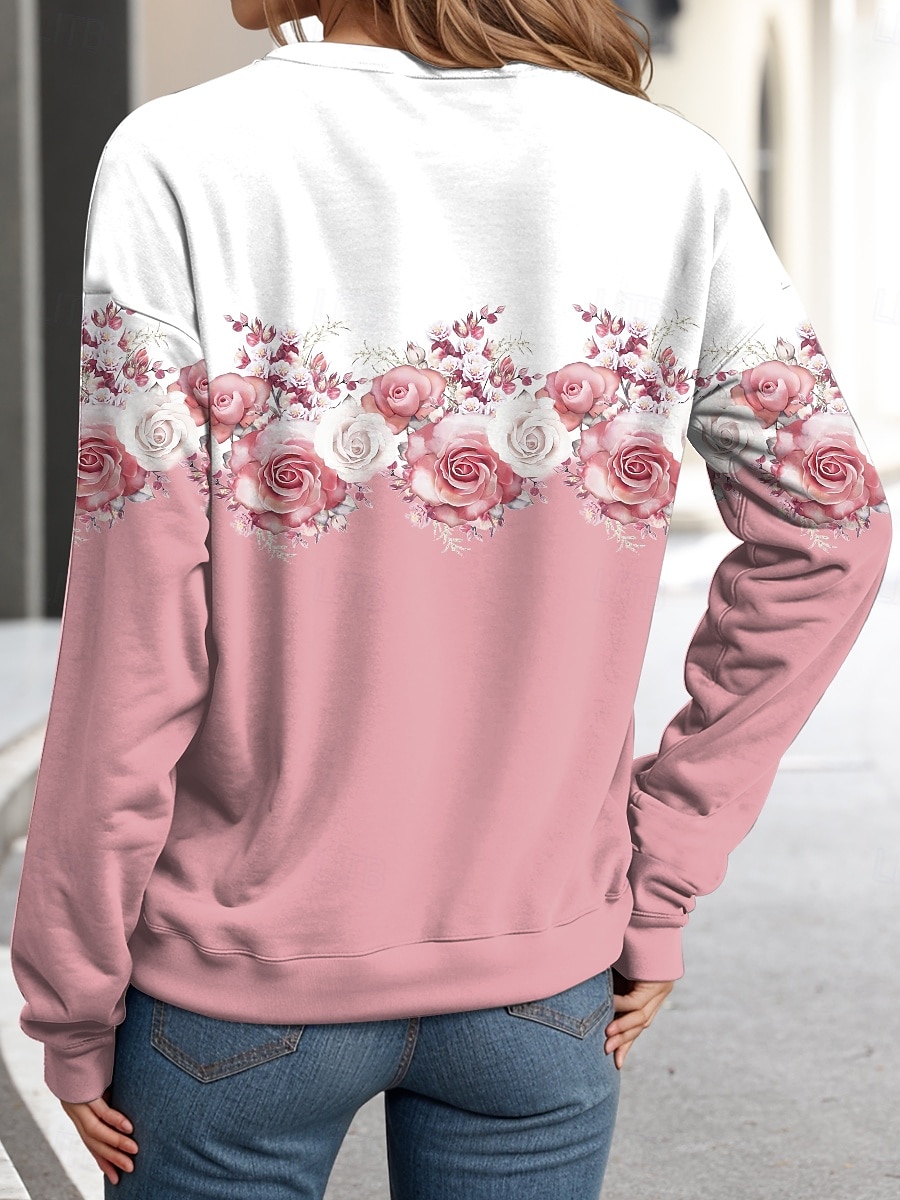 Maglione da donna con zip a quarto Pullover Floreale Casual Festivo a quarto Active Sportswear Mezza manica Top Micro-elastico Autunno e Inverno Comfort Traspirante Tessuto Morbido del 2025 a $27.99 –P7