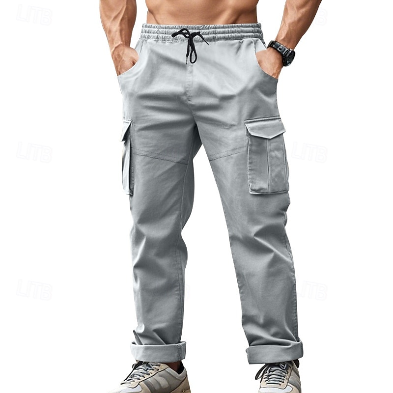 Men's Joggers Trousers Cargo Sweatpants Pocket Drawstring Elastic Waist Plain Comfort Sports Outdoor Daily Fashion Casual ArmyGreen Black Micro-elastic 2026 - $26.99 –P18