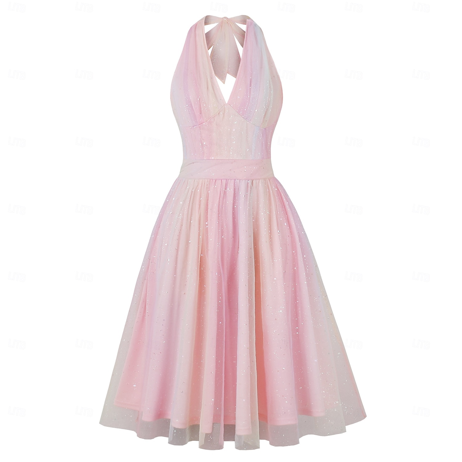 Retro 50. léta Rockabilly Polední Koktejlky Flare šaty Flitry Lodičkový Duhová Dámské Dovolená Maturita Párty a večer Dospělí Šaty Léto 2025 - $44.99 –P1