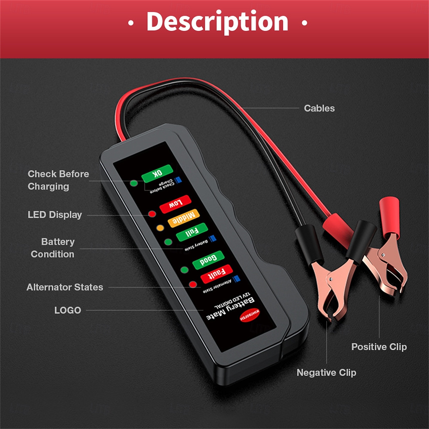 Probador de batería de automóvil mini portátil de 12 V, probador de alternador digital, pantalla de 6 luces LED, herramienta de diagnóstico de automóvil, probador de batería automático 2025 - $17.99 –P4