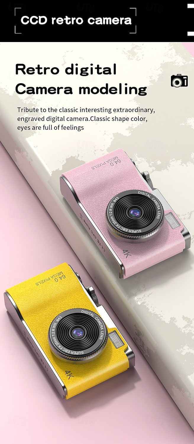 Digital Camera 64MP Compact Camera Pocket Camera 16X Zoom Travel Camera Digicam Retro Style Point and Shoot 2025 - $39.99 –P2