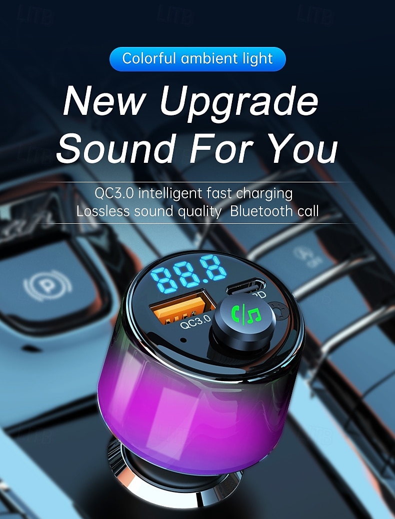 2025年 車用 Bluetooth 5.3 FM トランスミッター PD 30W + QC 3.0 デュアルポート 高速カーチャージャー ワイヤレス FM ラジオ Bluetooth カーアダプター ハンズフリー通話機能付き  コレクション – $38.99 –P4