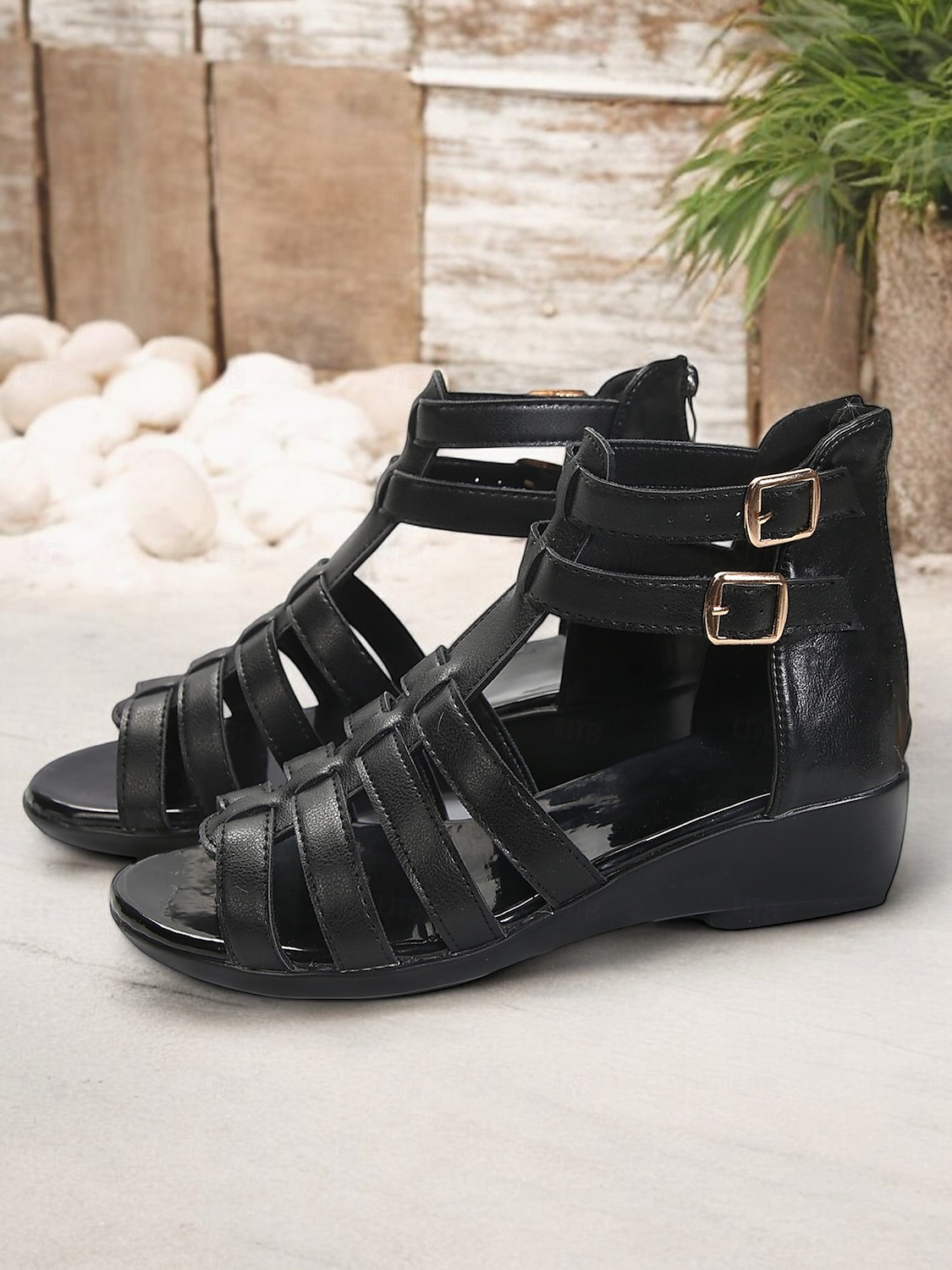 Women's Gladiator Strappy Open Toe Sandals with Double Buckle, Low Wedge Heel Comfortable Summer Shoes for Casual, Vacation, and Daily Wear 2025 - $26.99 –P1