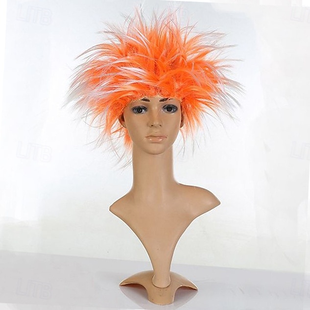 perruque synthétique bouclée partie médiane perruque courte noir jaune rose rouge bleu cheveux synthétiques hommes rose rouge noir pour le carnaval de 2025 ? $10.99 –P7