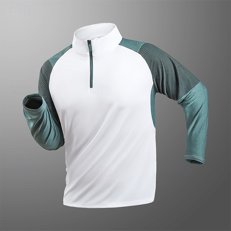 Hombre Camiseta Camiseta para senderismo Manga Larga Cremallera de un cuarto Camiseta Camiseta musculosa Camiseta elástica de culturismo Al aire libre Secado rápido Rutina de ejercicio Suave Reductor 2025 - $21.99 –P2