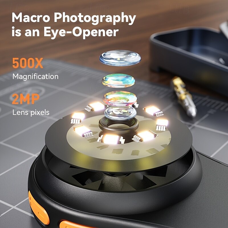 Digital Handheld Microscope Fixed Focus Lens Magnifier 500x Magnification Inch Megapixels with Screen IPS Light 2 2 LED with Collection Glass 2025 - $59.99 –P2