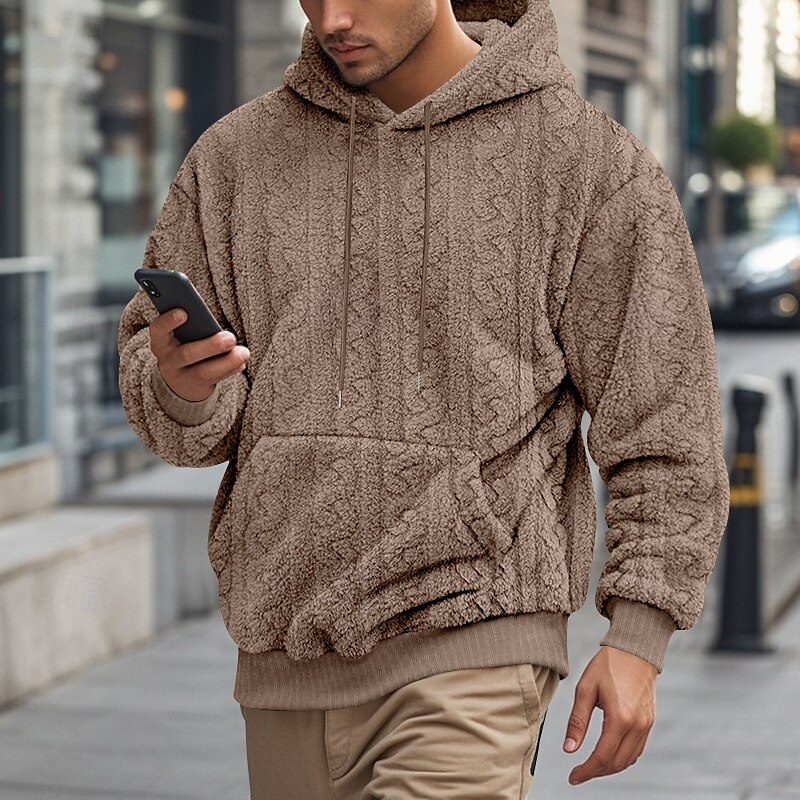 Per uomo Felpa con cappuccio Felpa con cappuccio in pile Aalbicocca Nero Blu Marrone Grigio Con cappuccio Liscio Jacquard Tasche Sportivo Giornaliero Per eventi Poliestere Streetwear Essenziale del 2025 a $26.99 –P19