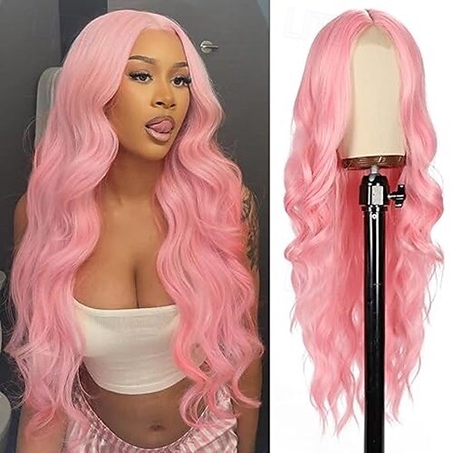 perruques longues et ondulées pour femmes, perruques synthétiques avec raie au milieu pour femmes, perruques de cosplay à usage quotidien de 2025 ? $19.49 –P4