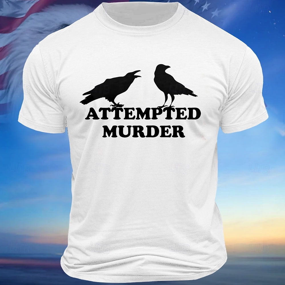 Men's Funny Attempted Murder Crow Pun Graphic T-Shirt, Raven Short Sleeve Tee 2026 - $17.49 –P1