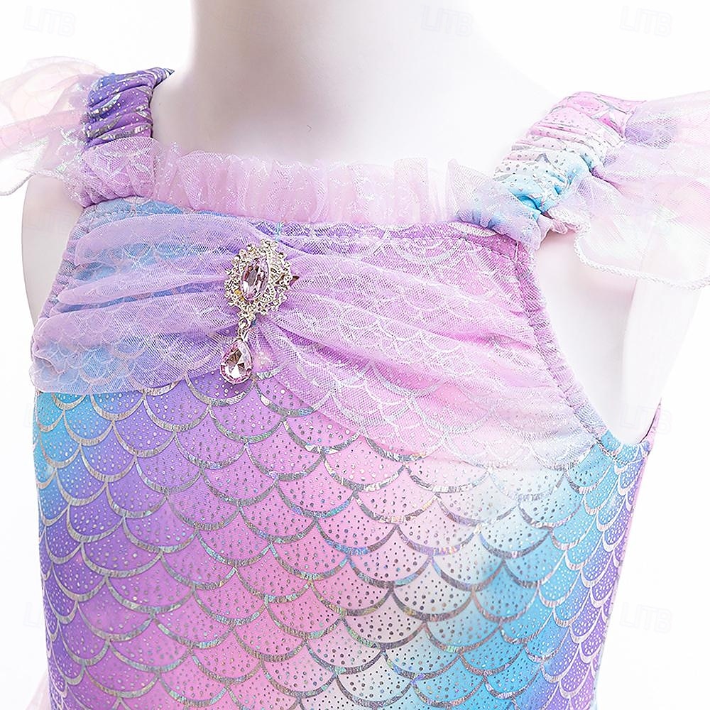 Baby Jente Tre stykker Havfrue badetøy Badetøy Strand Svømming Vekter søt stil Netting Badedrakter 4-7 år Sommer Rosa Blå 2025 - $43.99 –P2