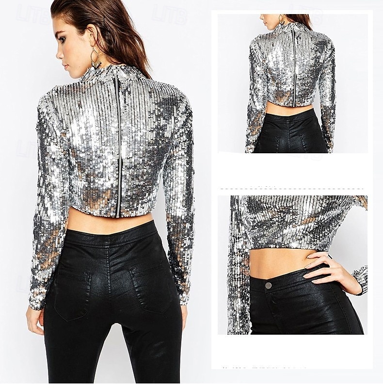 Retro / vintage Lata 80 Crop top Cekiny Strój na bal maskowy Damskie Halloween Bal maskowy Spektakl Parada równości Miesiąc Dumy Dla dorosłych Top 2025 - $38.99 –P6