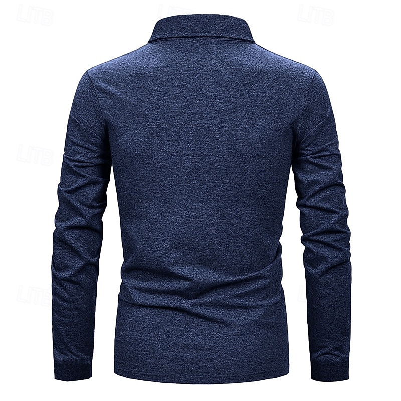 Herren Golfhemd Golf Poloshirts Arbeit Casual Kargen Langarm Basic Modern Farbblock Patchwork Knopf Frühling & Herbst Regular Fit Königliches Blau Blau Dunkelgrau Khaki Hellgrau Hellblau Golfhemd 2025 - $25.99 –P9