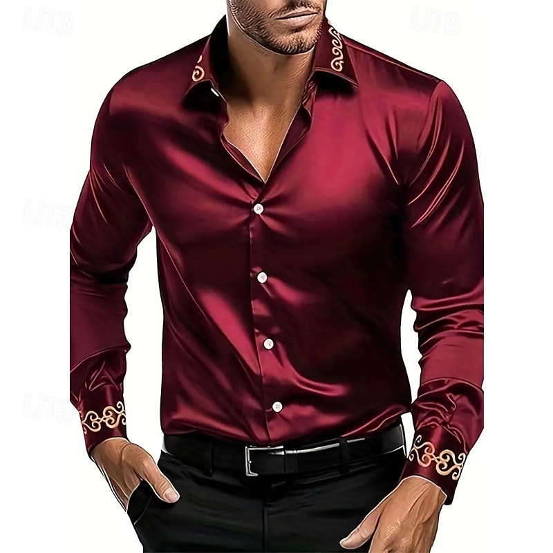 Voor heren Overhemd Zomer overhemd Normaal shirt Shirt met kraag Overhemd met knopen Zwart Wit Rood blauw Groen Lange mouw Kleurenblok Revers Vakantie Feestdagen Lapwerk Kleding Polyester Modieus 2025 - $21.99 –P1