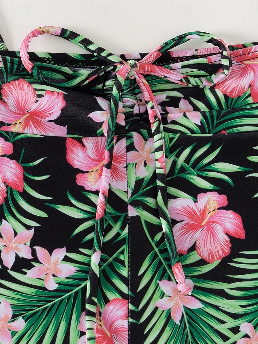 Femme Maillots de Bain Trois pièces Shorts Maillot de bain Patchwork Elégant Vacances Floral Graphic manche longue Maillots de bain de 2025 ? $31.99 –P6