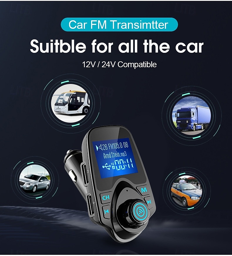 FM Transmitter AUX Audio Stereo Receiver Car MP3 Player Dual USB Car Charger Handfree BT 5.0 Car Kit 2025 - $43.99 –P3