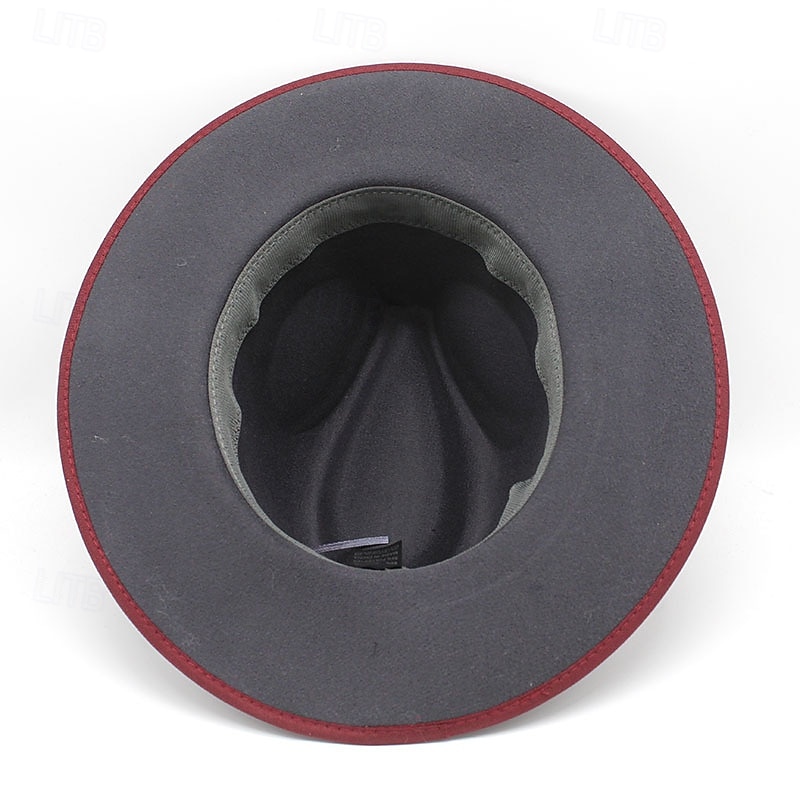 Bărbați Pălărie Kentucky Derby Palarie de soare Pălărie de cowboy Căciulă Fedora Trilby Negru Roșu-aprins De Lână Stil Vintage Modă secolul al 18-lea Statul Texas Zilnic Tematica Bloc Culoare Crem 2026 - $18.49 –P3