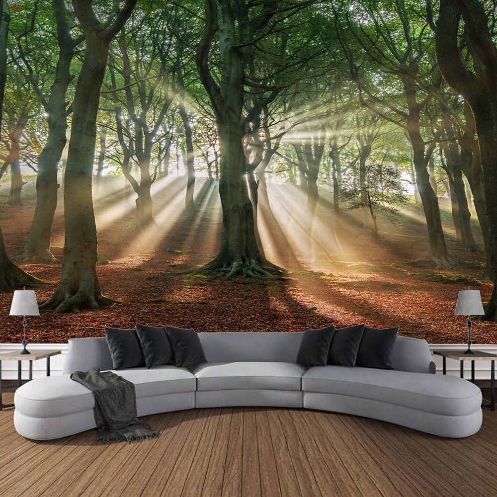 paisagem floresta tapeçaria pendurada arte de parede grande tapeçaria mural decoração fotografia pano de fundo cobertor cortina casa quarto sala de estar decoração de 2025 por $16.99 –P1