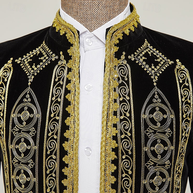 Elegante Vintage Vittoriano Cappotto Mascherata Abbigliamento esterno Principe Corrina vittoriana Ricamato Ricamo Vintage Per uomo Reale Stile Steampunk Capodanno Mascherata Feste Carnevale di Venezia del 2025 a $83.99 –P5