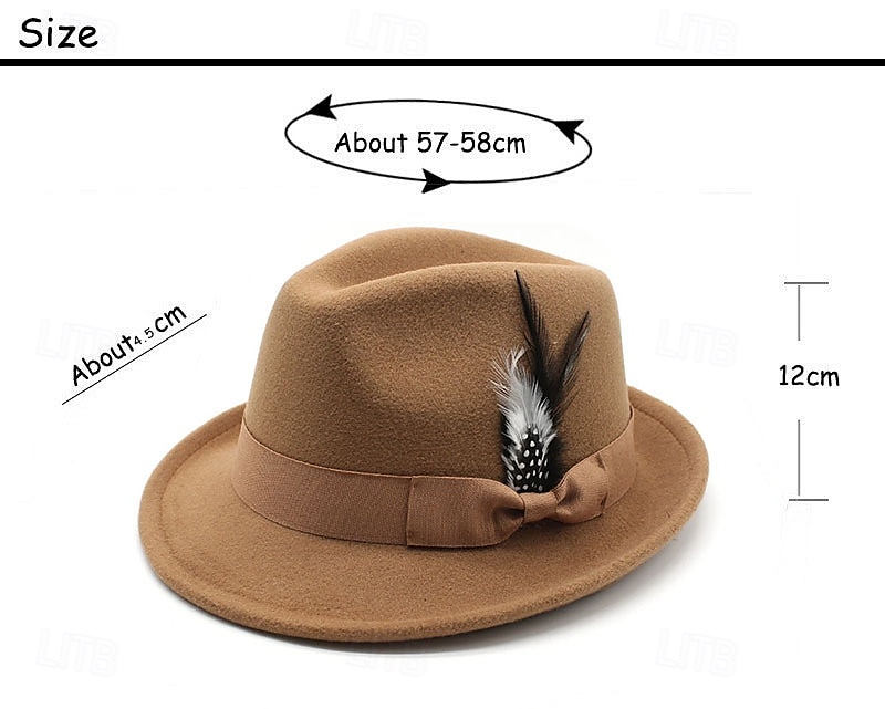 Men's Kentucky Derby Hat Sun Hat Cowboy Hat Fedora Trilby Hat Black Red Woolen Vintage Style Fashion 18th Century State of Texas Daily Theme Party Solid / Plain Color Sunscreen Cosplay 2025 - $10.99 –P1