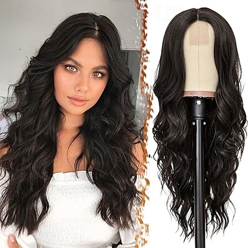 parrucca lunga ondulata parrucche lunghe per donne riga in mezzo capelli sintetici dall'aspetto naturale parrucche daenerys parrucche cosplay coustume del 2025 a $19.99 –P5