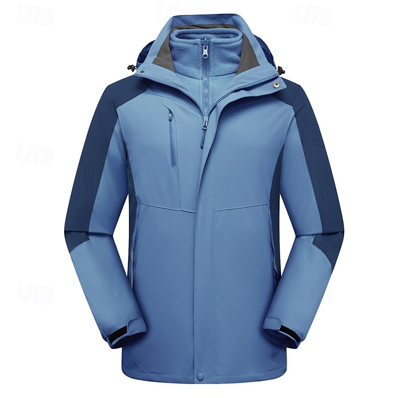 Hombre Chaqueta Softshell Chaqueta para senderismo Invierno Al aire libre Bloque de color Resistente al Viento Resistente al Agua Chaquetas 3-en-1 Chaquetas de Lana Chaqueta cortavientos Viaje Negro 2025 - $78.39 –P15