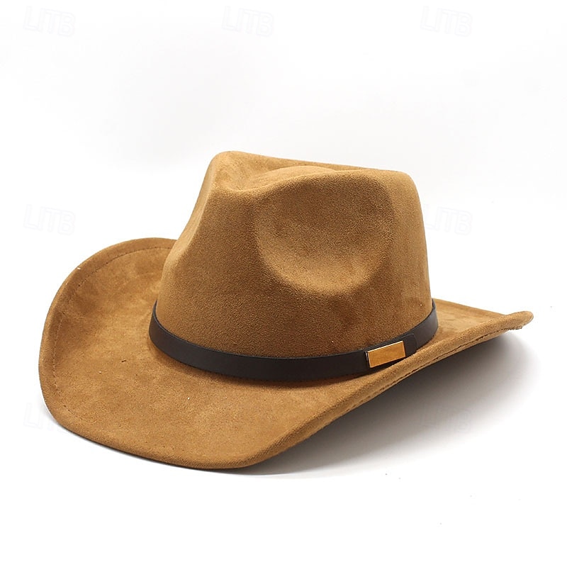 Homme Chapeau de soleil Chapeau de cowboy Chapeau Fedora Trilby Noir Chameau Laineux Le style rétro Mode 18ème siècle État du Texas du quotidien Le thème de la fête Couleur unie / unie Ecran Solaire de 2025 ? €20.99 –P5