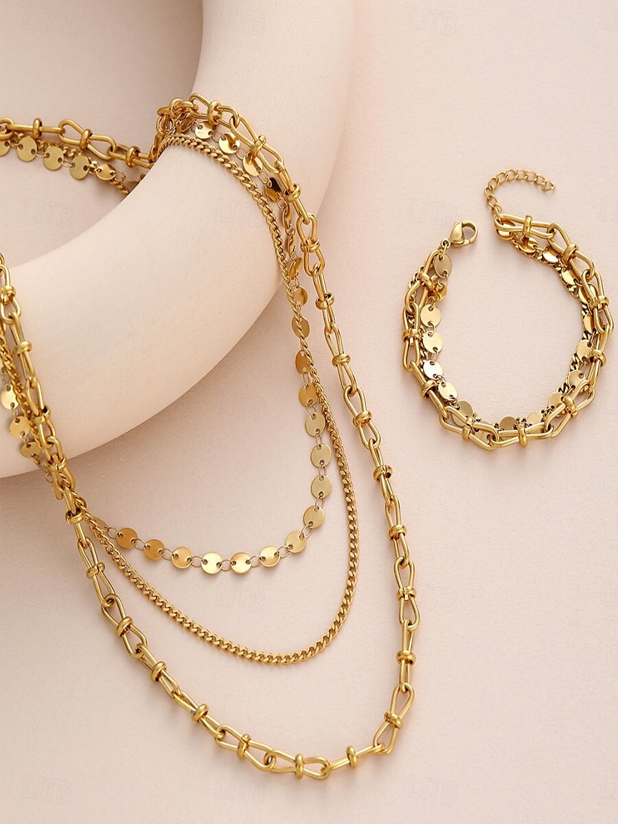Necklace Chrome Gold Women's Elegant Fashion Layered Wedding irregular Necklace For Wedding Party 2025 - $14.99 –P5