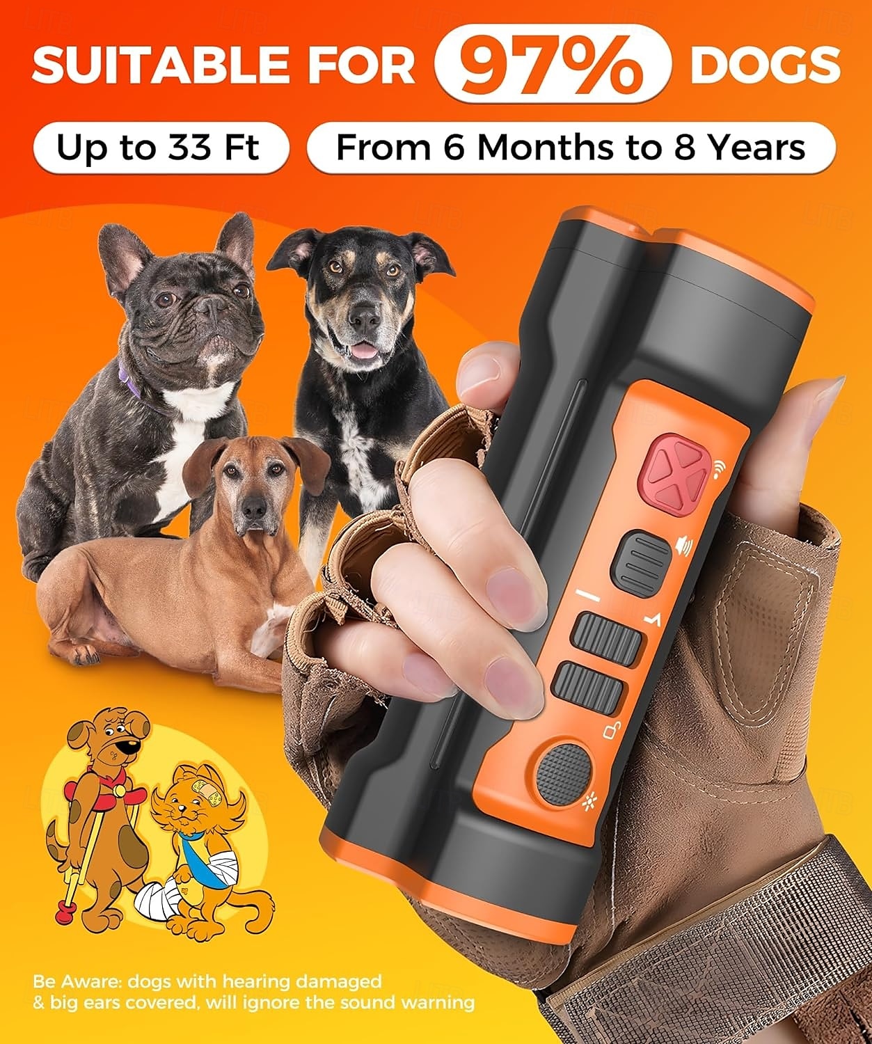 Hundetraining Schall Bellen-Hemmer LED-Lampe Ultraschall Sonic Bark Deterrents Hunde Anti Bark Wiederaufladbar Sicherheit ABS + PC Ultraschall Taschenlampe Für Haustiere 2026 - $38.99 –P1