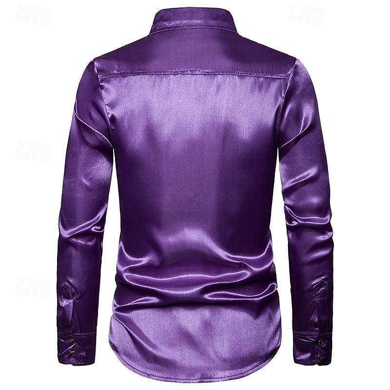 Men's Shirt Dress Shirt Button Up Shirt Plain Wedding Party Black White Red Blue Long Sleeve Lapel Spring &  Fall Clothing Apparel Sequins 2025 - $23.99 –P7