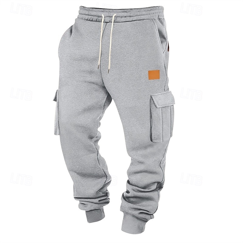 Homens Calça de moletom cargo Corredor Calça esportiva Calças Com Cordão Bolsos Cintura elástica Tecido Conforto Diário Esportes Moda Casual Preto Branco Micro-Elástica de 2026 por $22.99 –P2