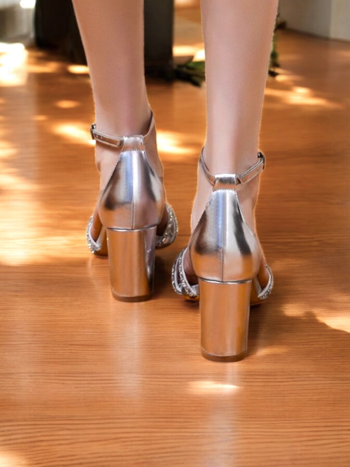 sandales de mariée métalliques pour femmes avec lanières en cristal - idéales pour un mariage classique de 2025 ? $54.99 –P4