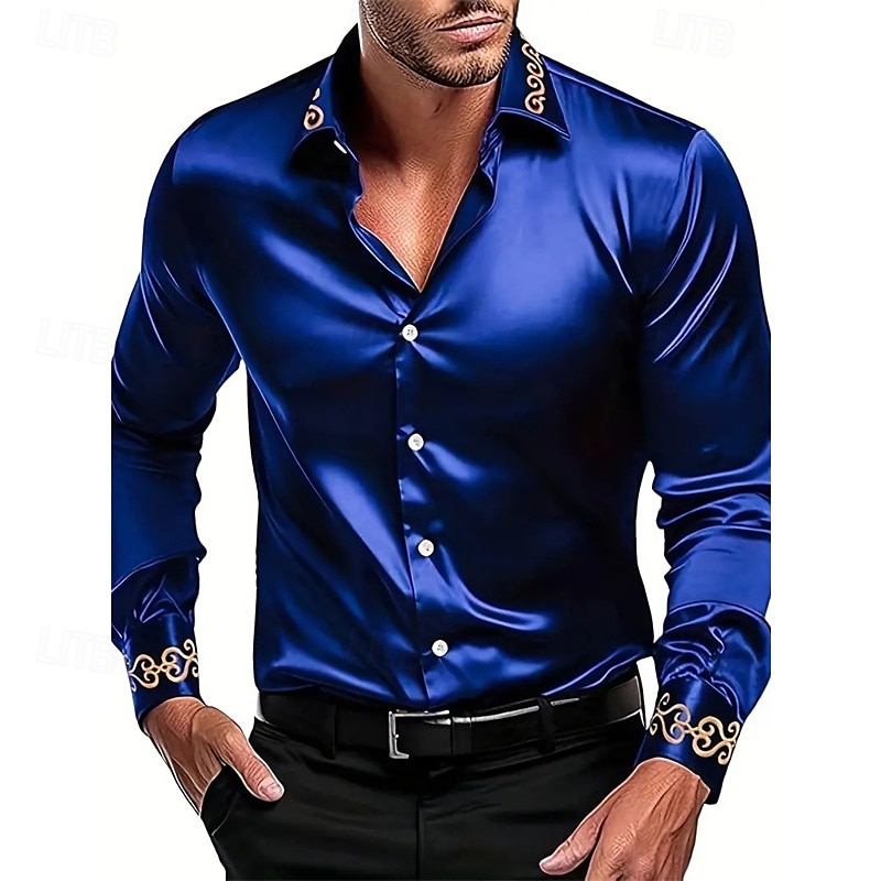 Voor heren Overhemd Zomer overhemd Normaal shirt Shirt met kraag Overhemd met knopen Zwart Wit Rood blauw Groen Lange mouw Kleurenblok Revers Vakantie Feestdagen Lapwerk Kleding Polyester Modieus 2025 - $21.99 –P5