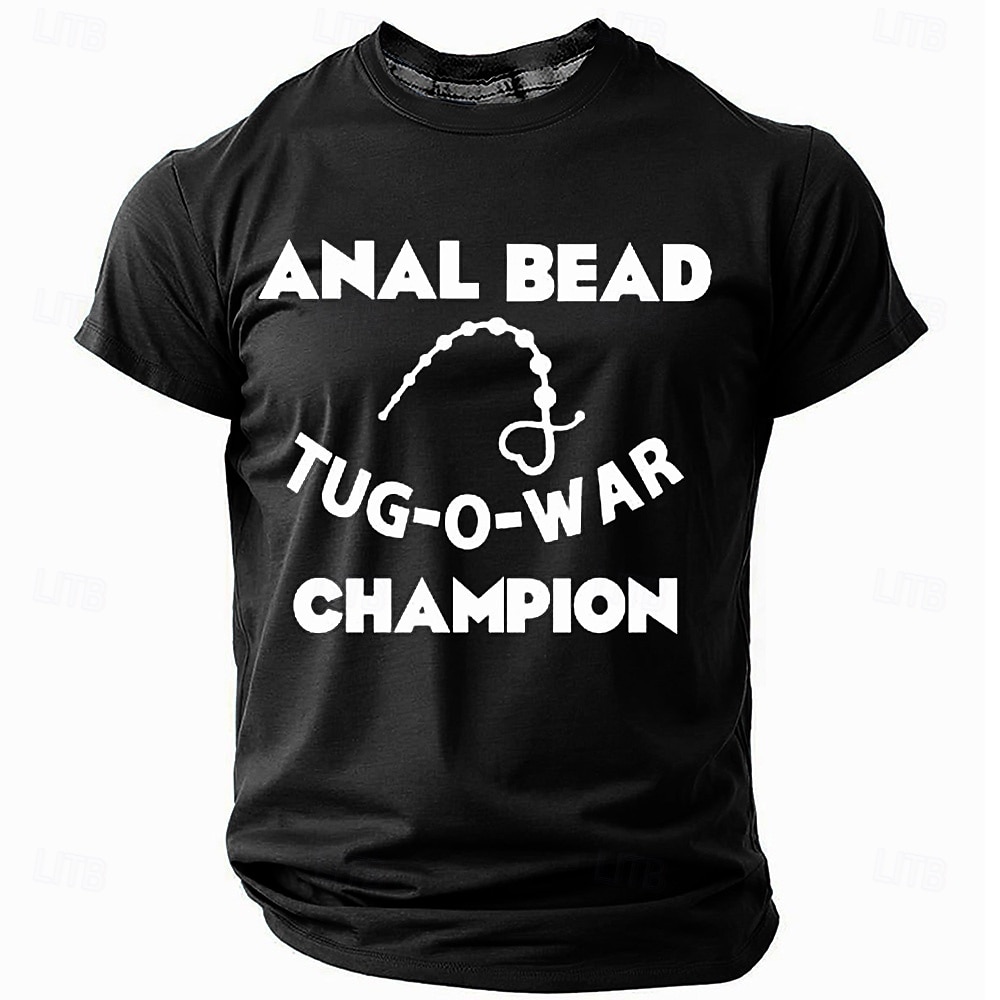 Maglietta Grafica a Maniche Corte per Uomini con Stampa 'Campione di Tira e Molla con Perline Anali' del 2026 a $19.49 –P1