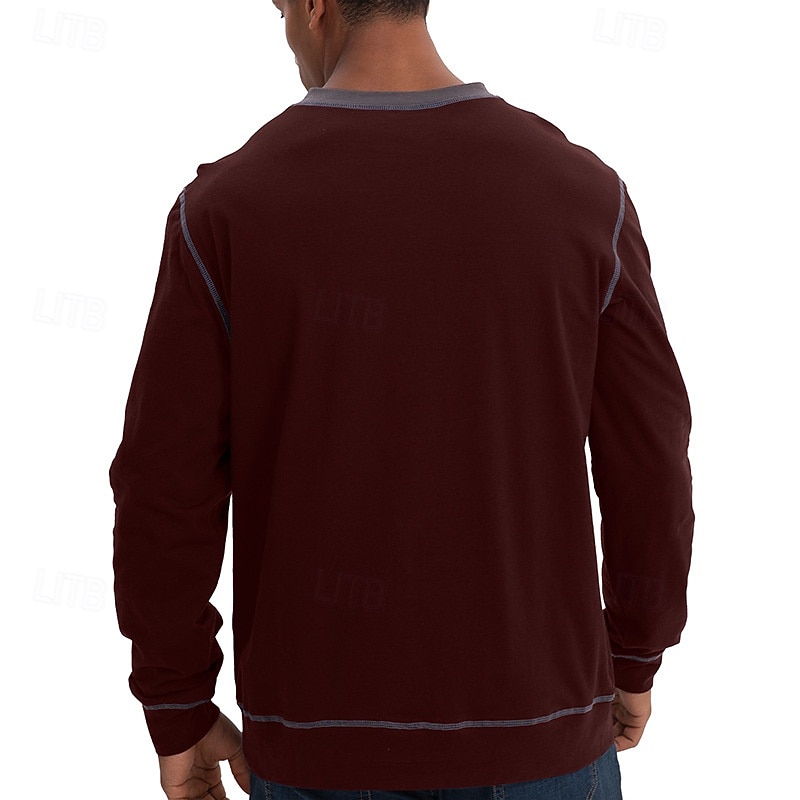 Herr T-shirt T-shirts T-tröja Långärmad tröja Långärmad V-hals Vår & Höst Lappverk Mode Designer Grundläggande Lappverk Semester Gata Utekväll Svart Vin Kungsblå Topp t-shirt för män 2025 - $27.99 –P8
