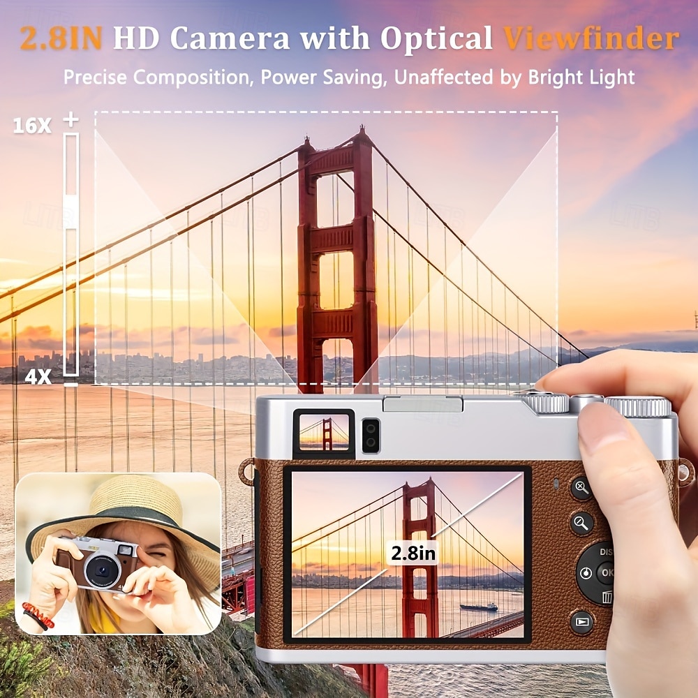 4K UHD Point and Shoot Camera Digicam with Auto Focus Compact Digital Camera Travel Camera with Auto Focus 48MP Vlogging Camera 2025 - GBP £102.14 –P7