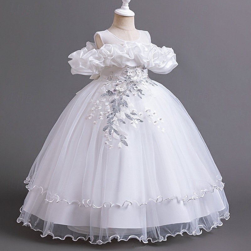 Princess Floor Length Flower Girl Dress Pageant & Performance Cute Prom Dress Chiffon with Bow(s) Tiered Plisse Fit 3-16 Years 2025 - $78.99 –P1