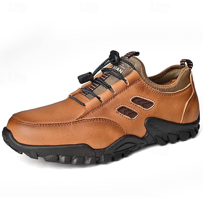 Men's Brown Faux Leather Hiking Shoes with Adjustable Laces and Rugged Rubber Sole – Durable Outdoor Footwear 2025 - $46.99 –P3