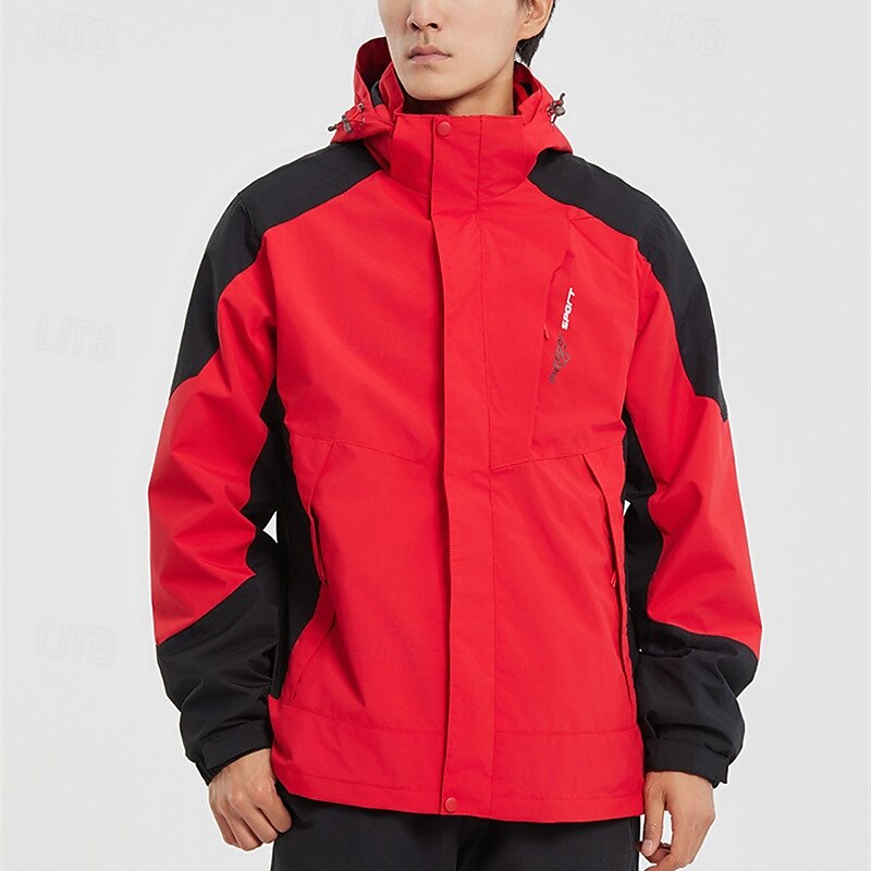 Herren Soft Shell Jacke Wanderjacke Winter Draussen Patchwork warm Fleece-Futter Windundurchlässig Wasserdicht 3-in-1-Jacke Winterjacken Windbreaker-Jacke Reisen Dunkelgrau Schwarz Elfenbein Gelb Rot 2025 - $84.99 –P8