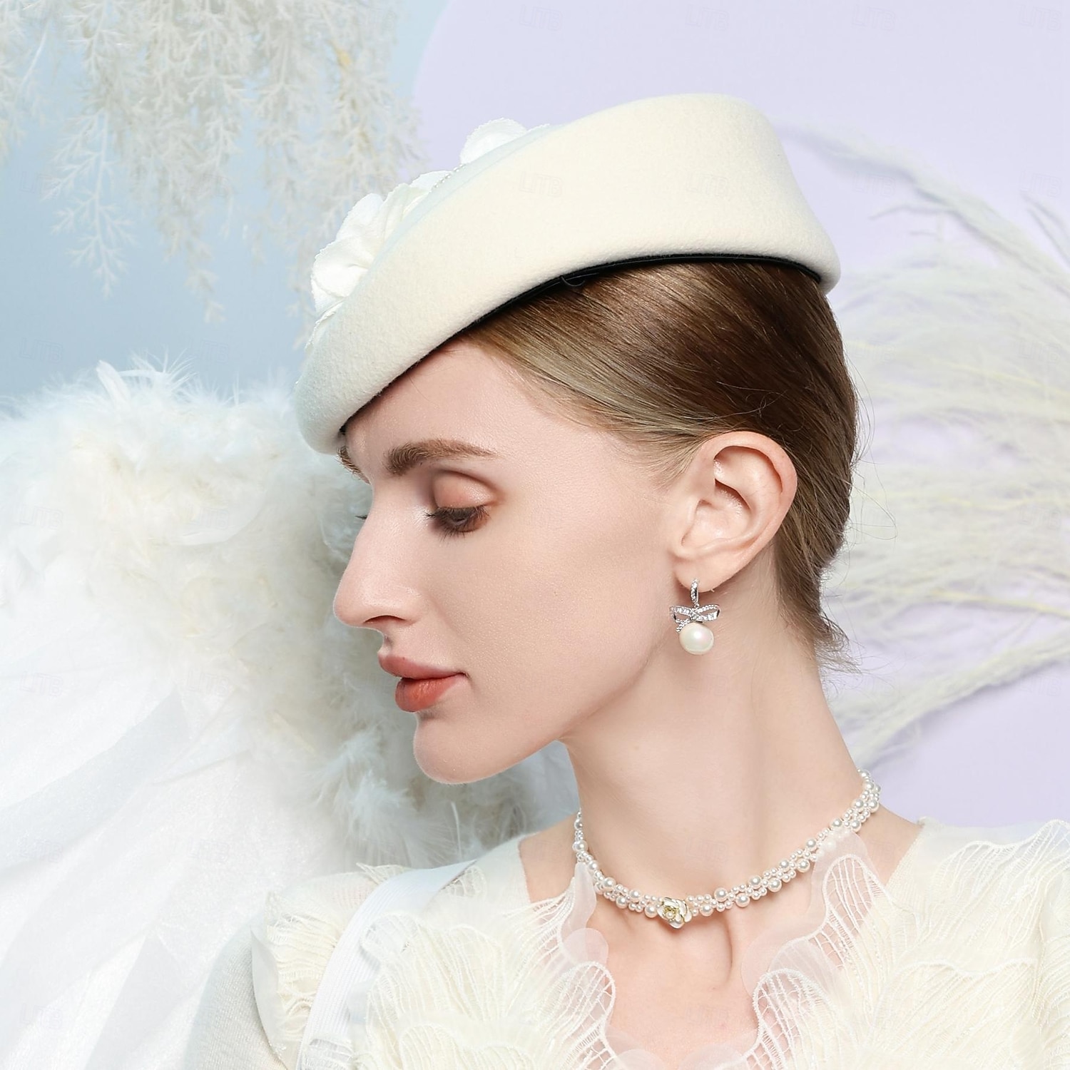 hoed 100% Wol Damesbaret Bruiloft Teaparty Elegant Bruiloft Met Nep Parel Bloemen Helm Hoofddeksels 2026 - $45.99 –P5