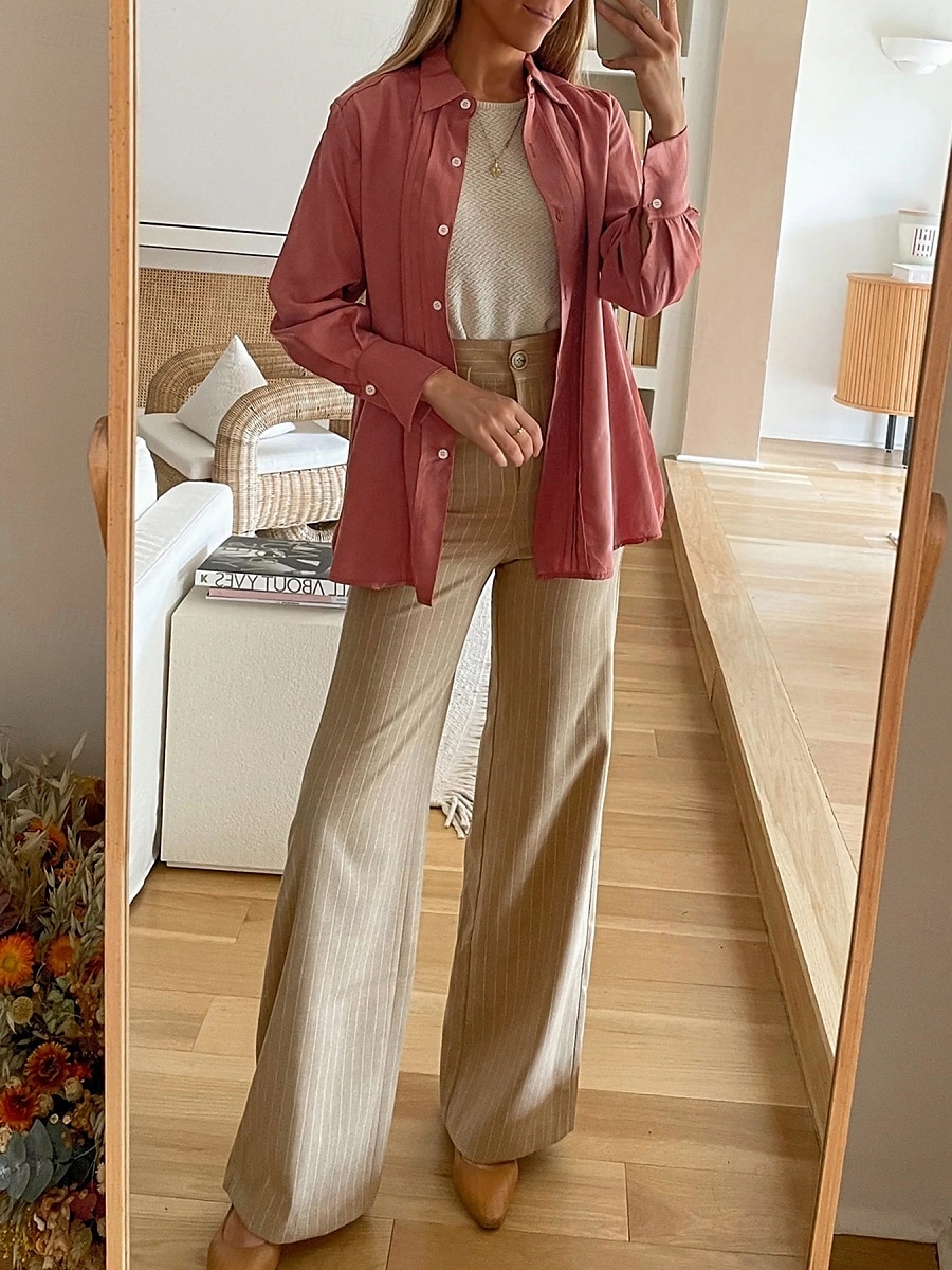 Damen Hemdjacke warm halten Atmungsaktiv Knopf Tasche Brautkleider schlicht Glatt Urlaub Strasse Freizeitskleidung Ausgehen Einreihiger Verschluss Standard Umlegekragen Regular Fit Langarm 2025 - $29.99 –P3