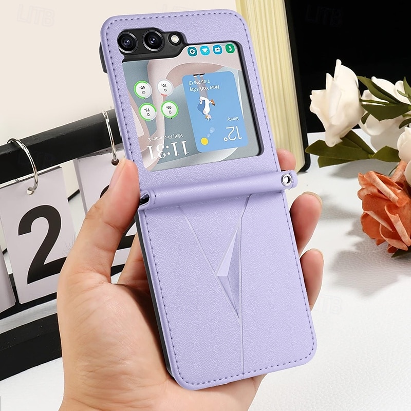 هاتف غطاء من أجل سامسونج جالاكسي زد فليب 6 Z Flip 5 Z Flip 4 Z Flip 3 غطاء خلفي ضد الصدمات مكتب  /  الأعمال TPU جلد PU 2025 - $16.99 –P12